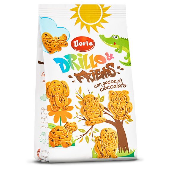 Doria Drillo & Friends, Animal Shaped Cookies with Chocolate Chips, 12.3 oz | 350g