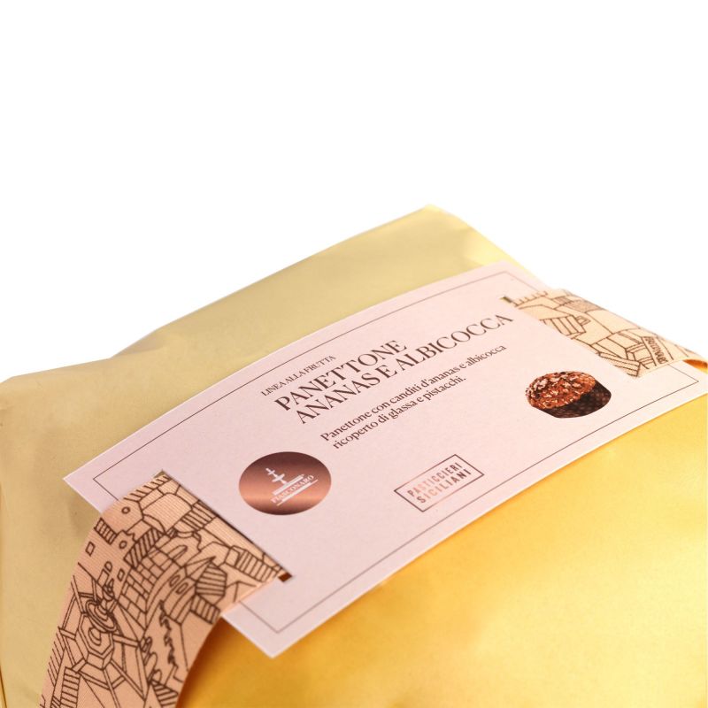 Fiasconaro Pineapple and Apricot, with Pistachio Nuts Panettone, 35 oz | 1kg