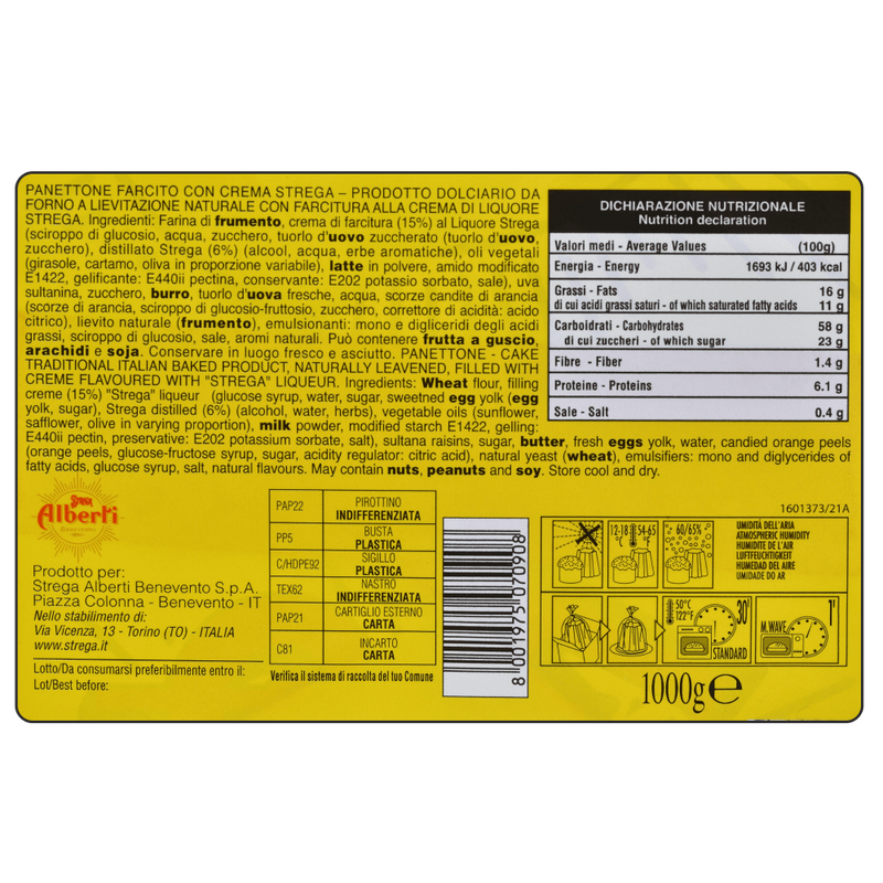 Strega Panettone with Strega Liqueur Cream, 35.27 oz | 1000g
