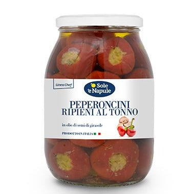 O Sole e Napule Round Baby Peppers Stuffed with Tuna, 33.5 oz | 950g