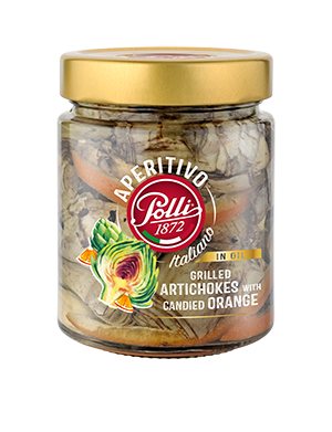 Polli Artichokes with Candied Orange in Oil, 10.1 oz | 285g