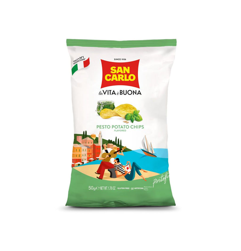 San Carlo Pesto Potato Chips SMALL Bag, 1.76 oz | 50g