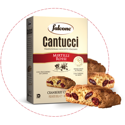 Falcone Cantuccini Mirtilli Rossi, Cranberry Cookies, 6.35 oz | 180 g