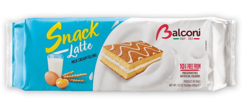 Balconi Milk Snack (Snack al Latte) Milk Cream Filing, 280g