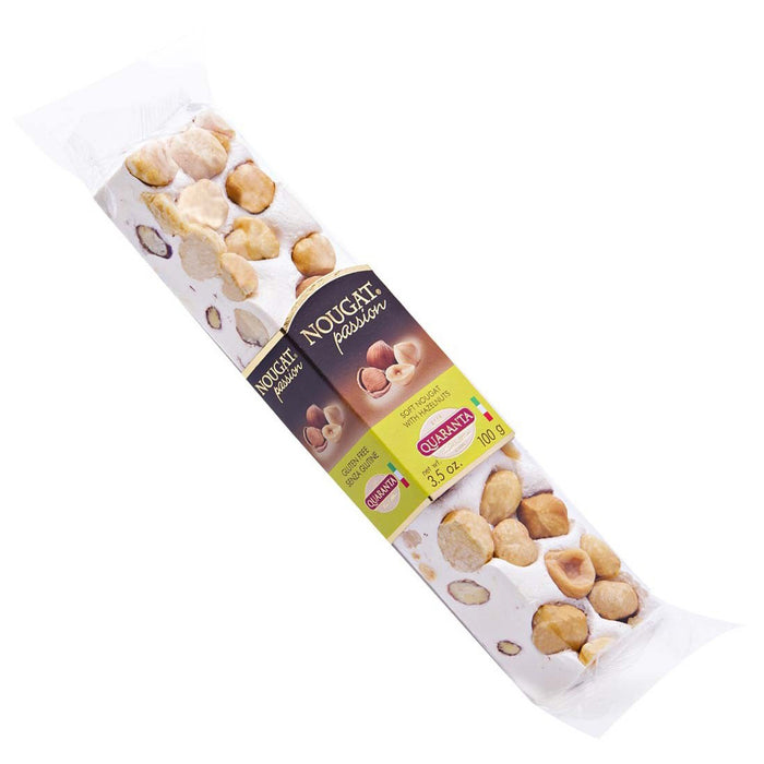 Quaranta Soft Nougat With Hazelnuts, Torrone Stick, 3.5 oz | 100g