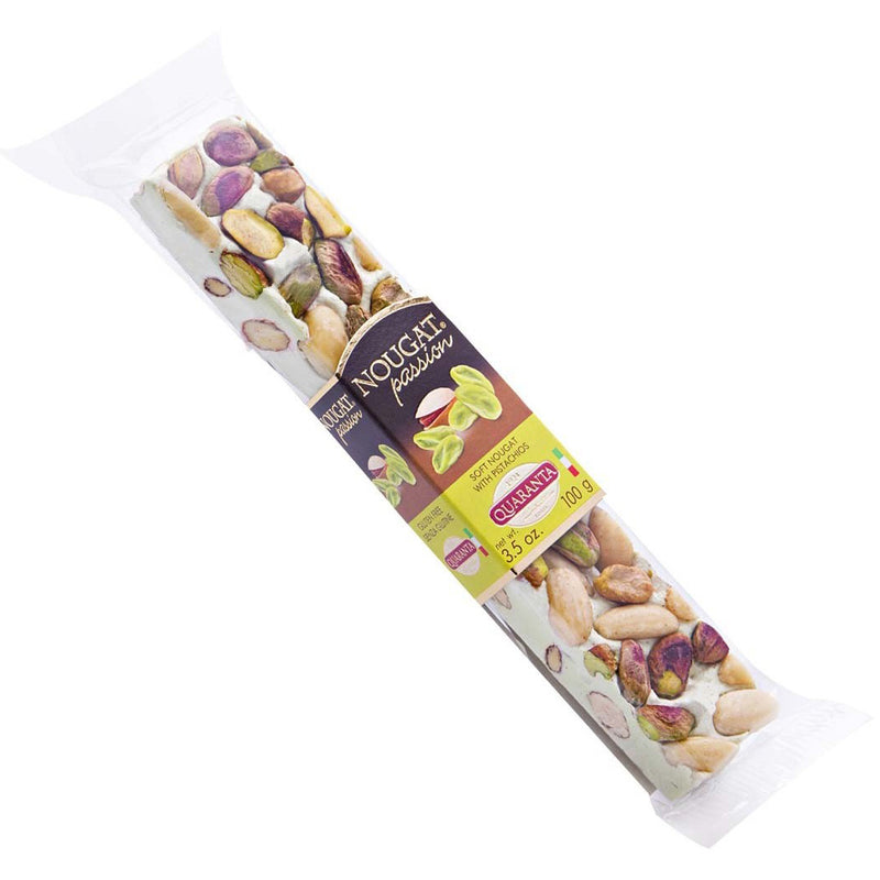 Quaranta Soft Nougat With Pistachio, Torrone Stick, 3.5 oz | 100g