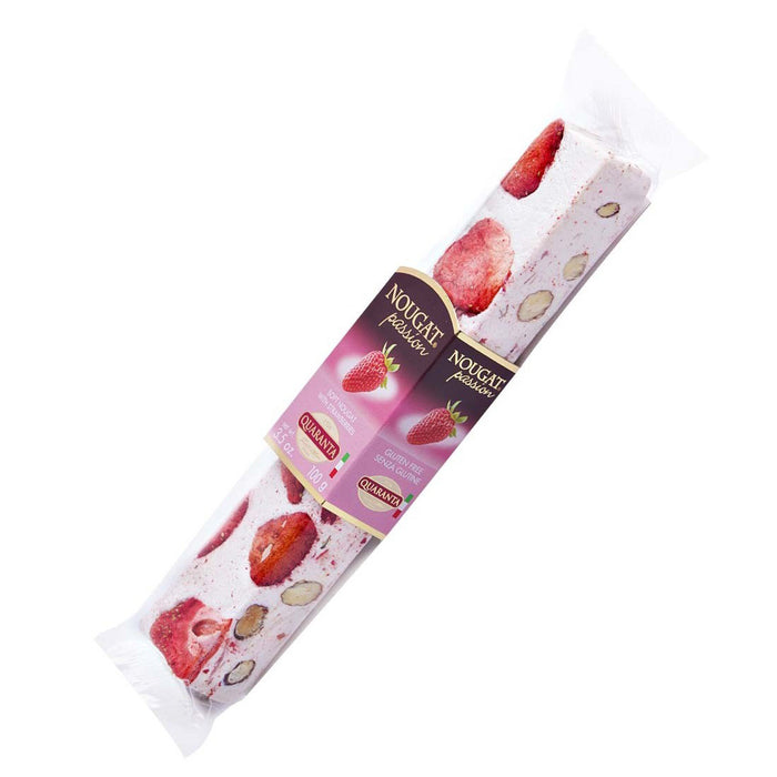 Quaranta Soft Nougat With Strawberries, Torrone Stick, 3.5 oz | 100g